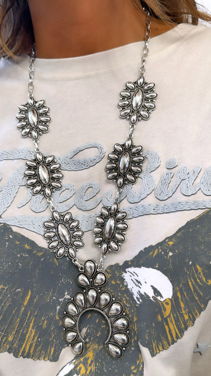 Revival Concho Necklace, Rhodium