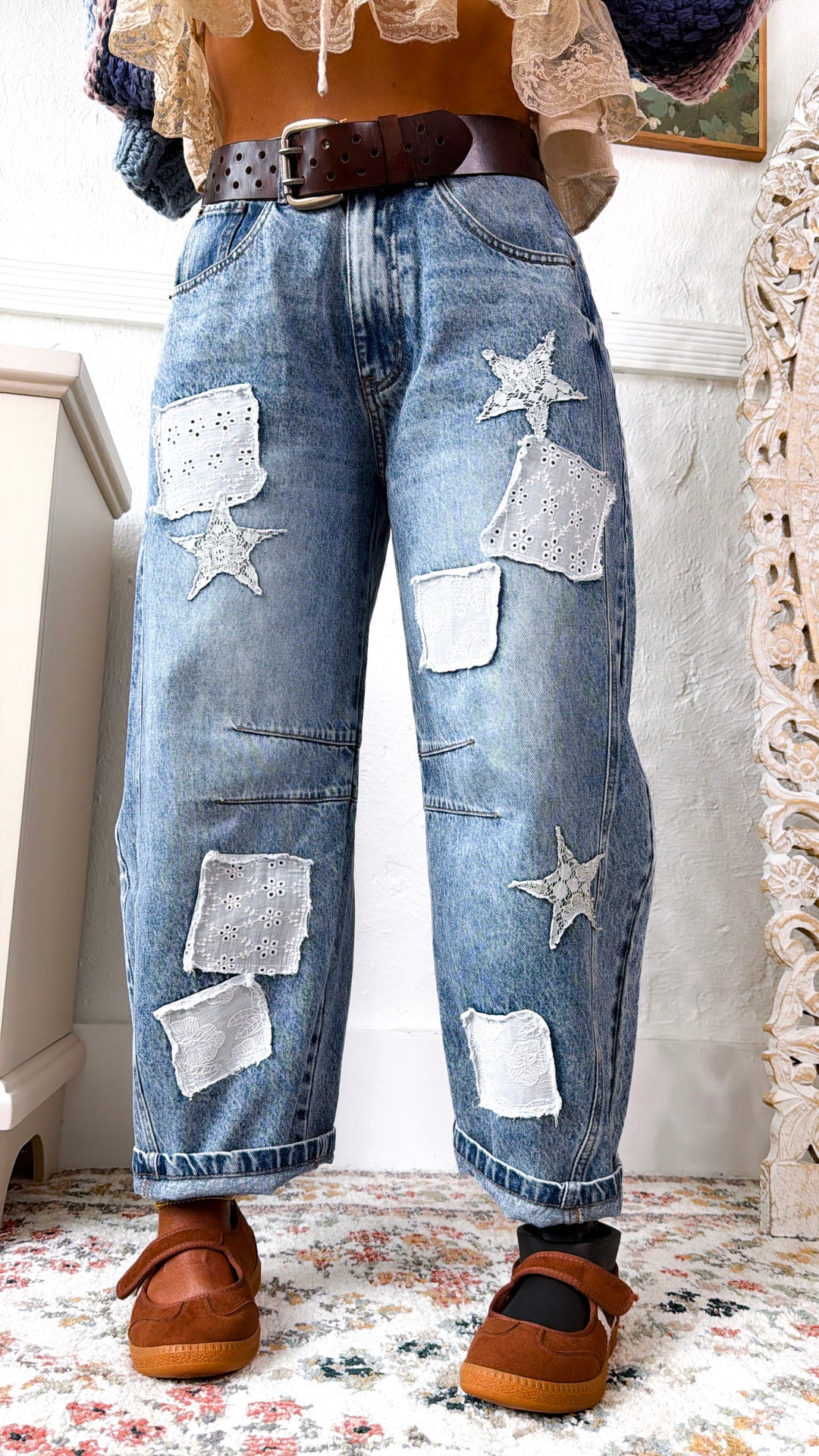 Patch Field Denim Pants, Denim