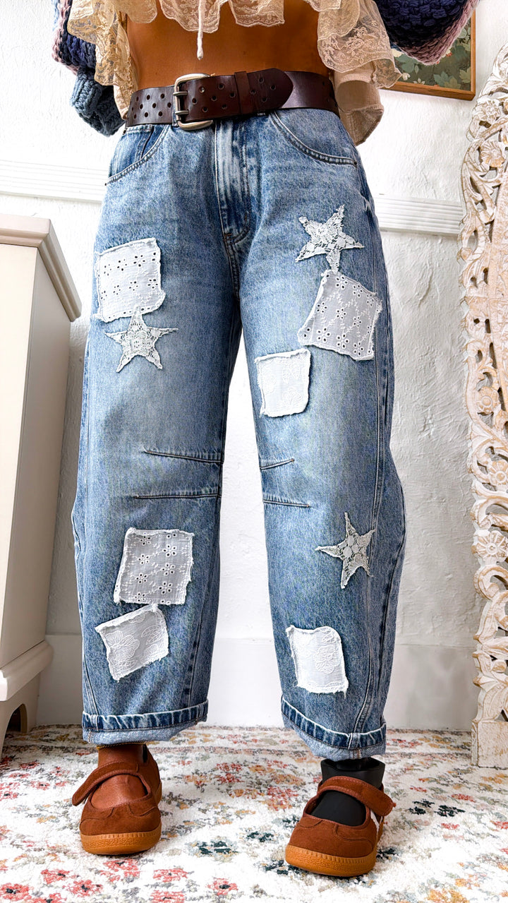 Patch Field Denim Pants, Denim