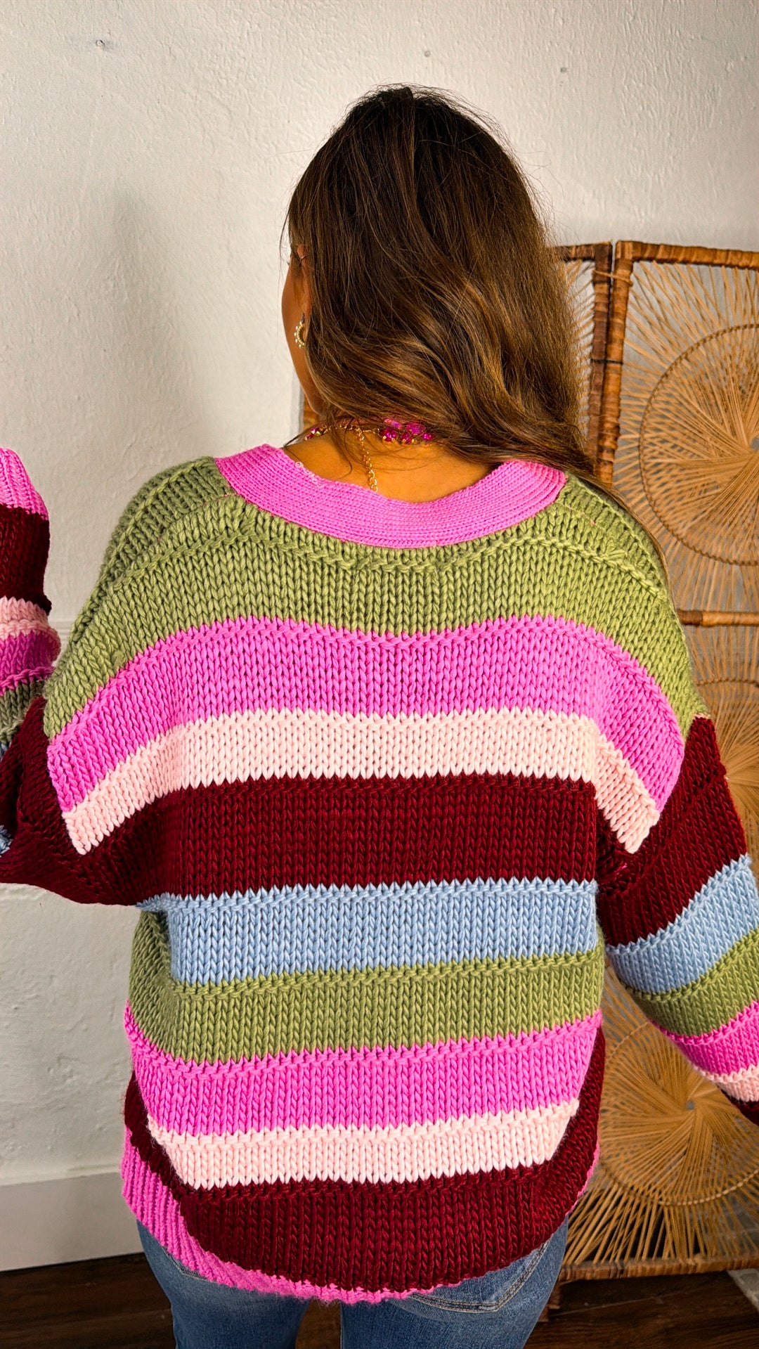 Easy Springs Knit Cardigan, Pink Multi