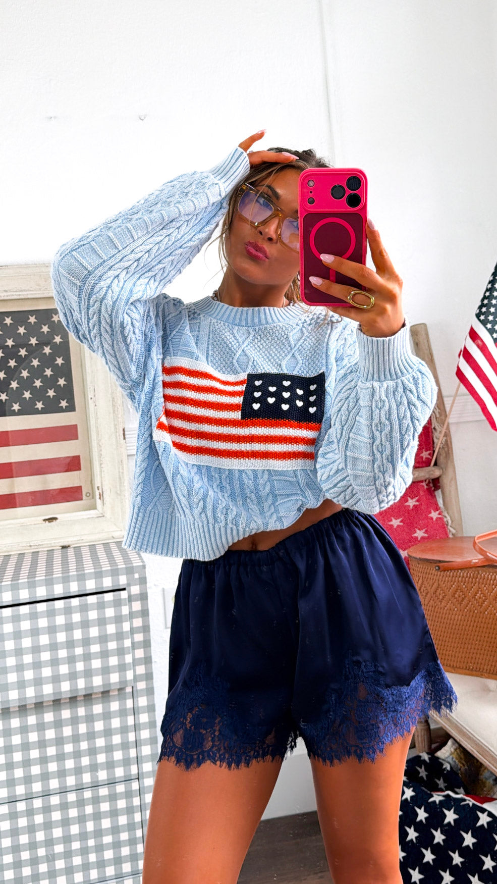 American Dreams Knit Sweater, Powder Blue