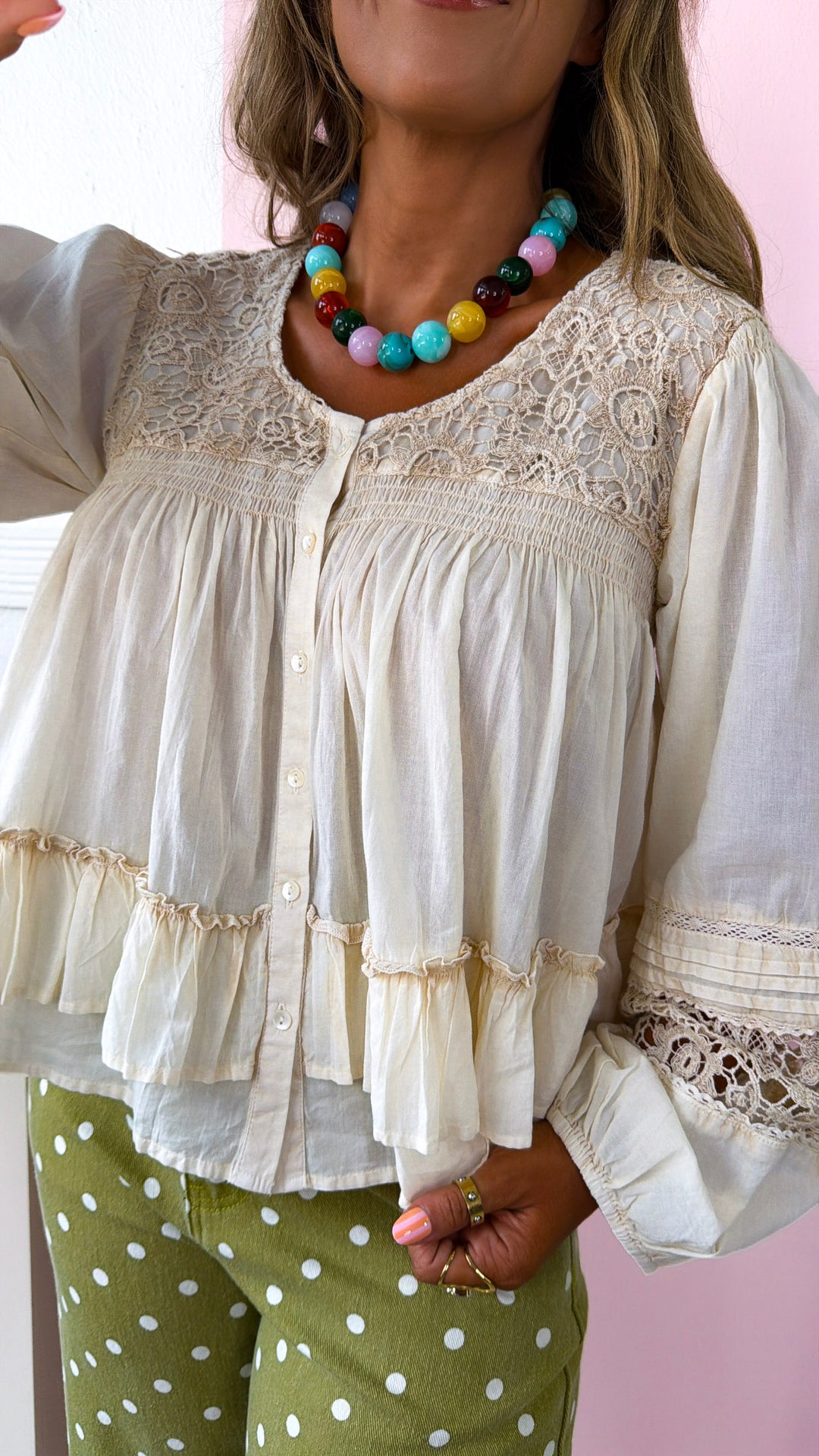 Sun Spells Blouse, Almond