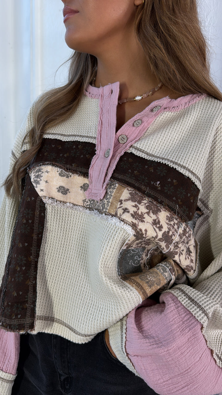 Washed Blush Garden, Oatmeal/Pink