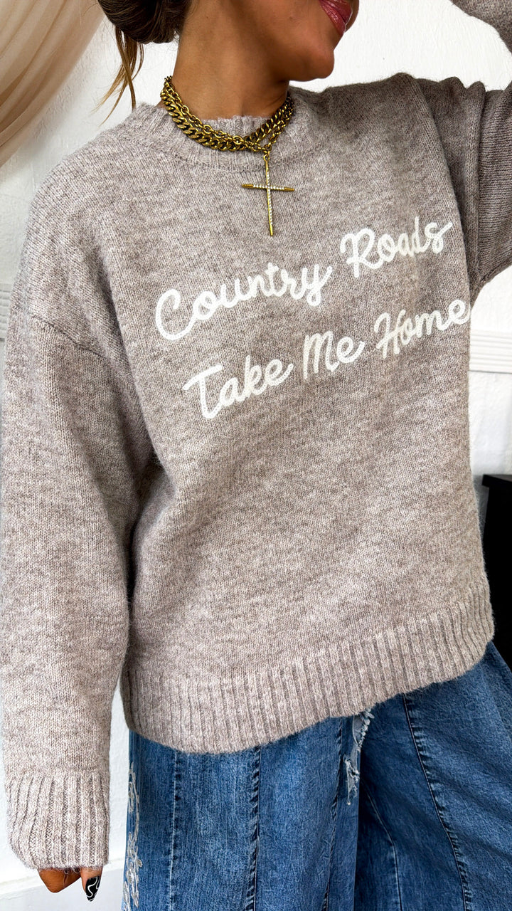 Country Roads Sweater, Taupe