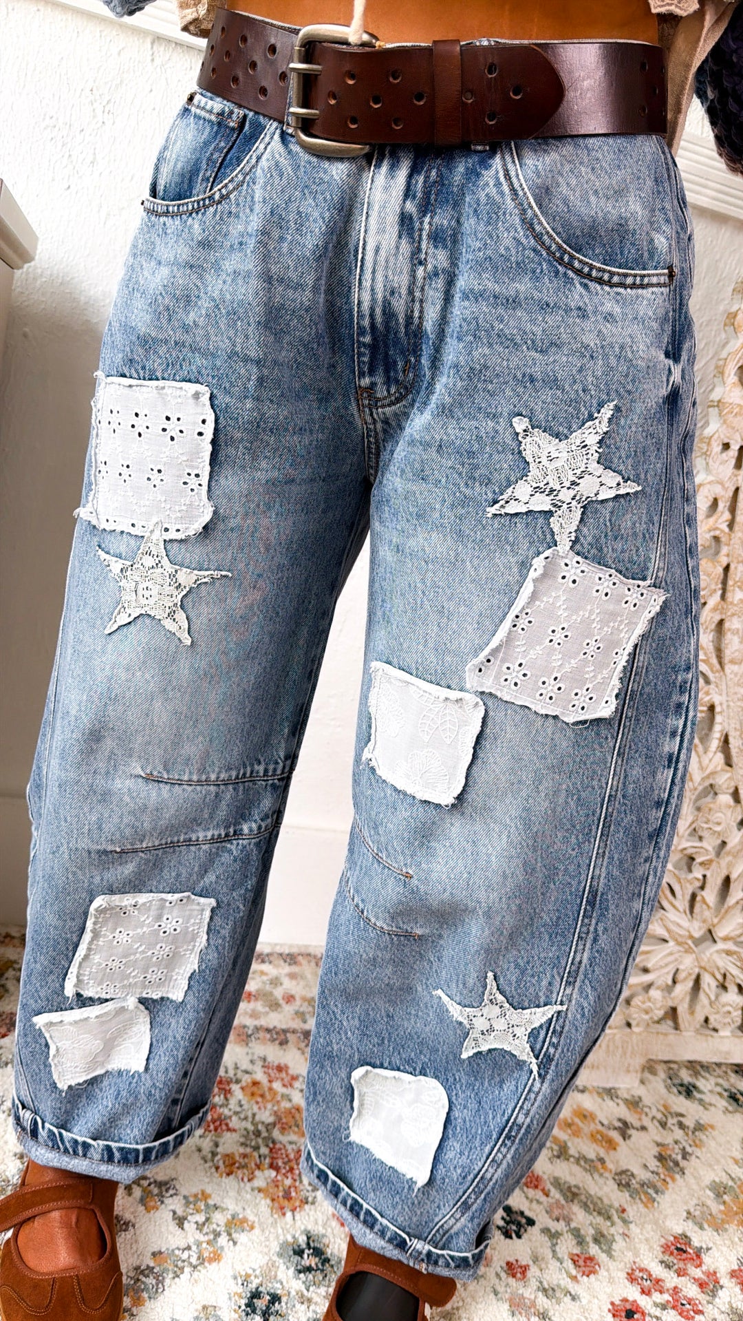 Patch Field Denim Pants, Denim