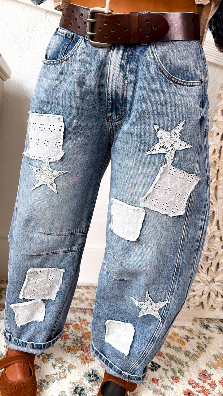 Patch Field Denim Pants, Denim