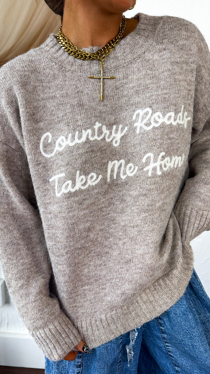 Country Roads Sweater, Taupe