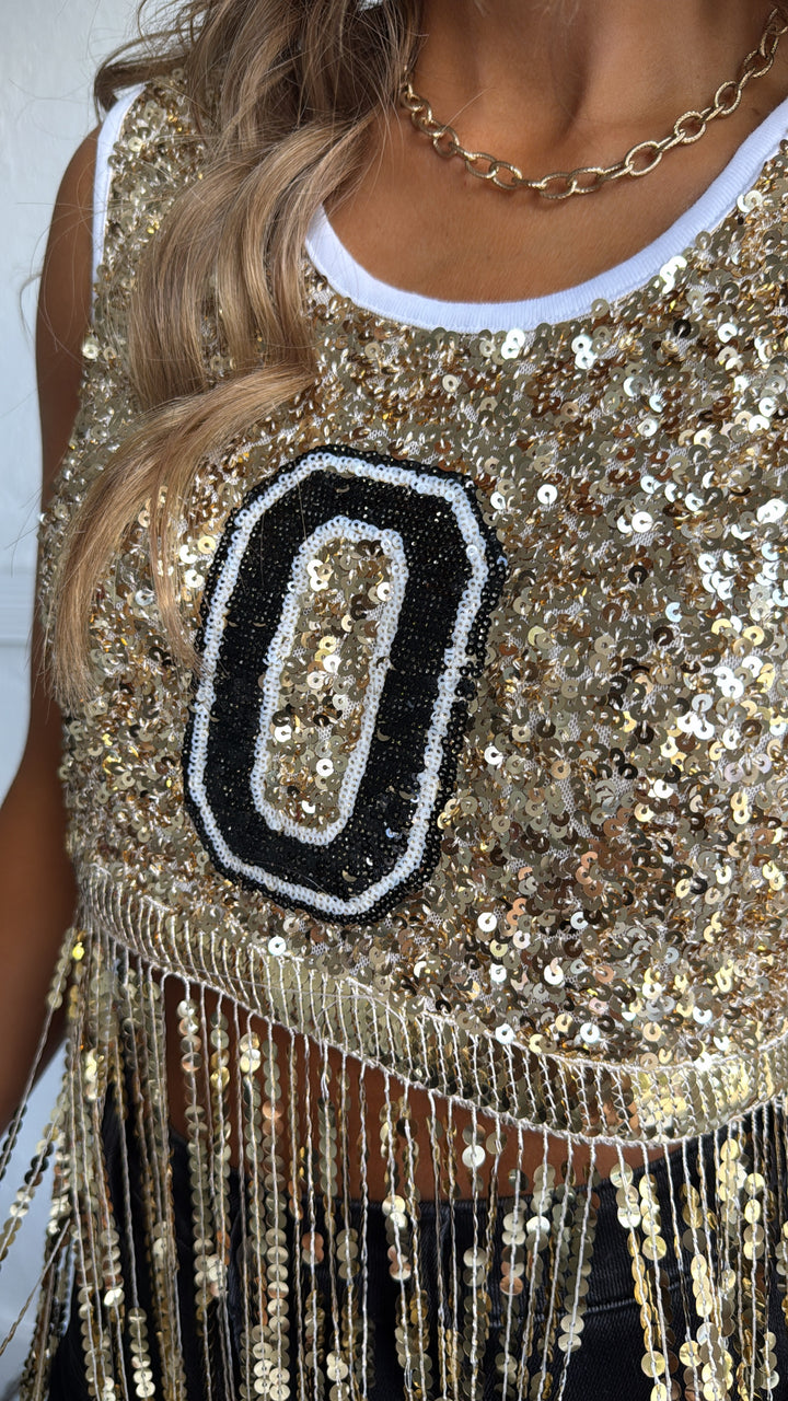 Shine For Gameday Sequin Tank, Gold