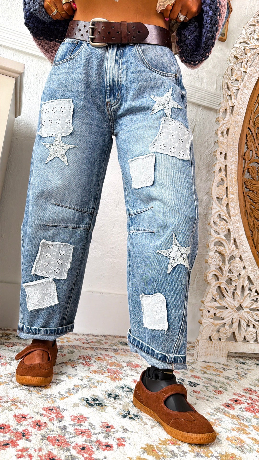Patch Field Denim Pants, Denim