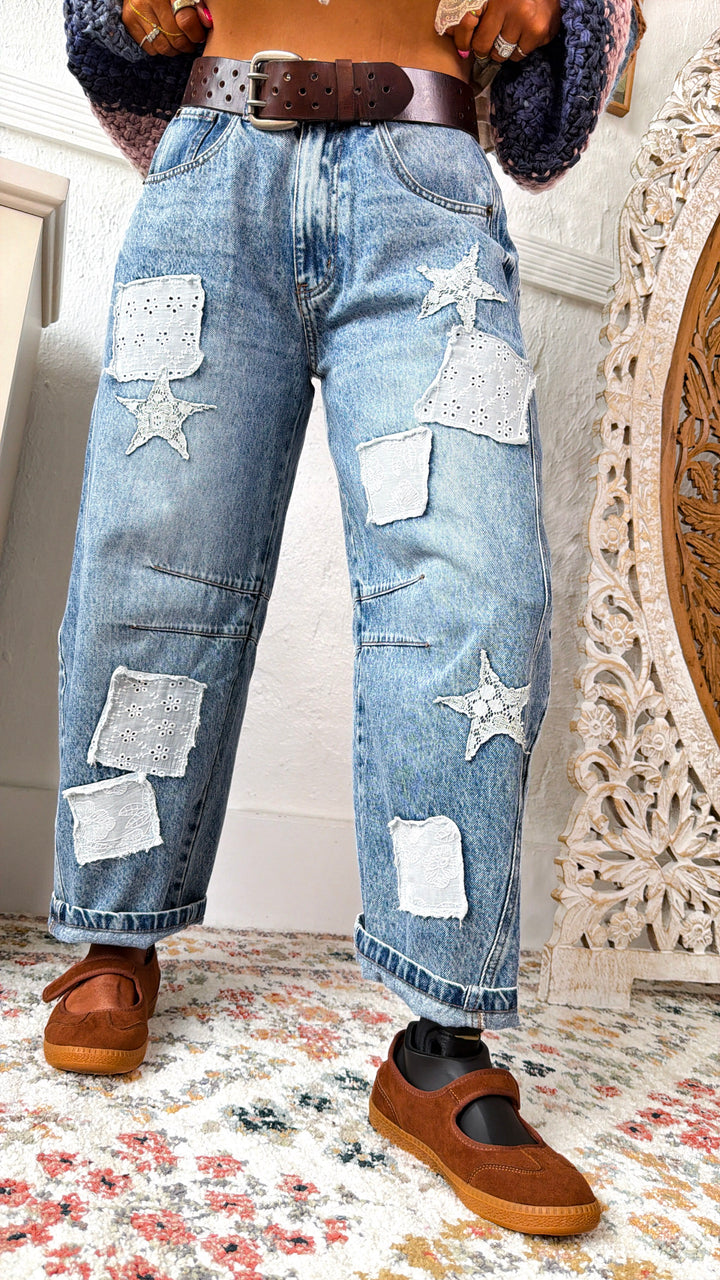 Patch Field Denim Pants, Denim