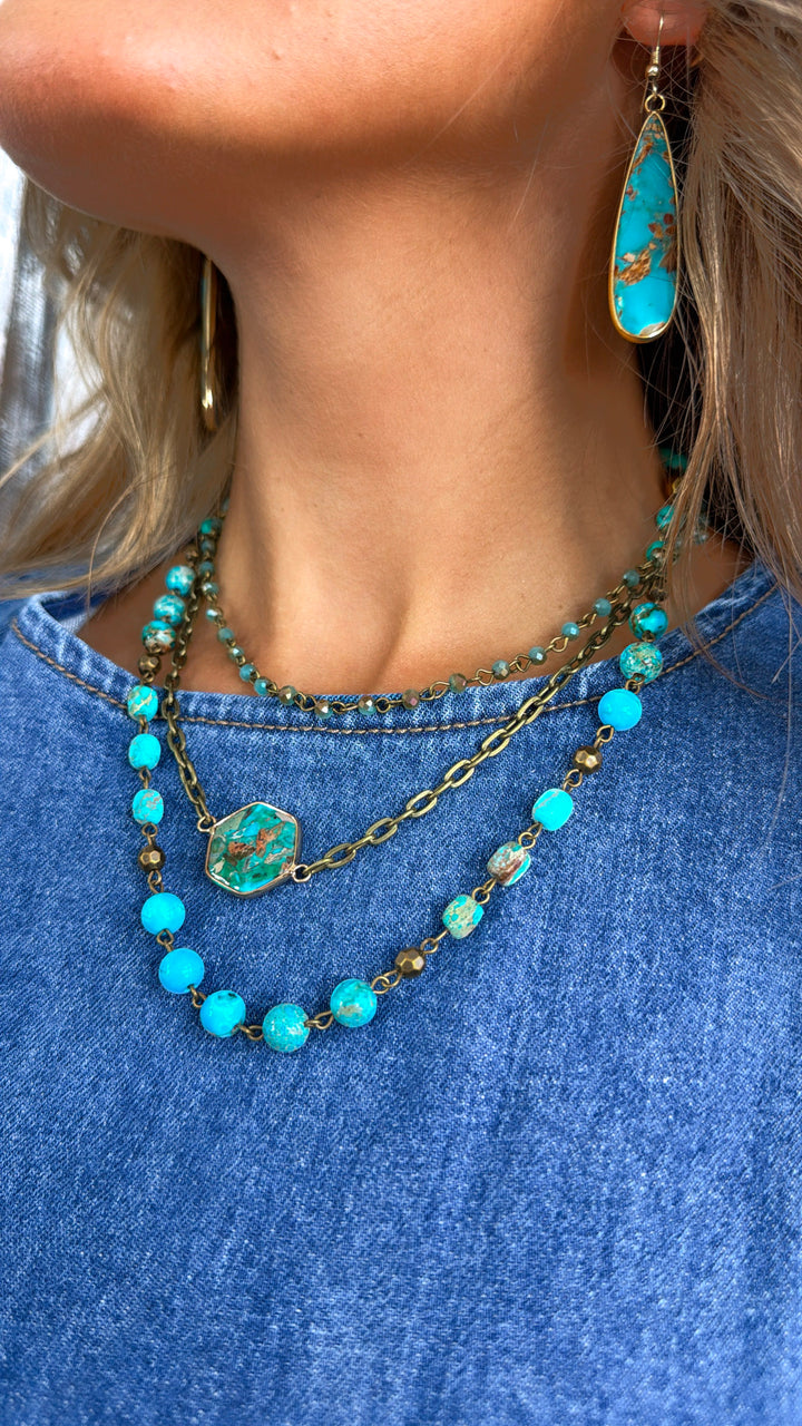 Janet Short Layered Necklace, Turquoise
