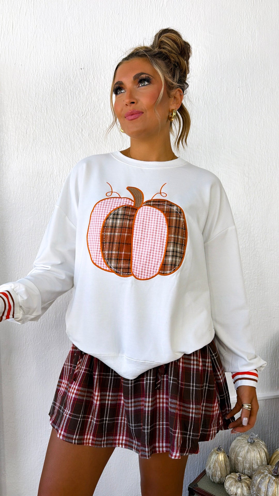Pumpkin Pie Crewneck, White