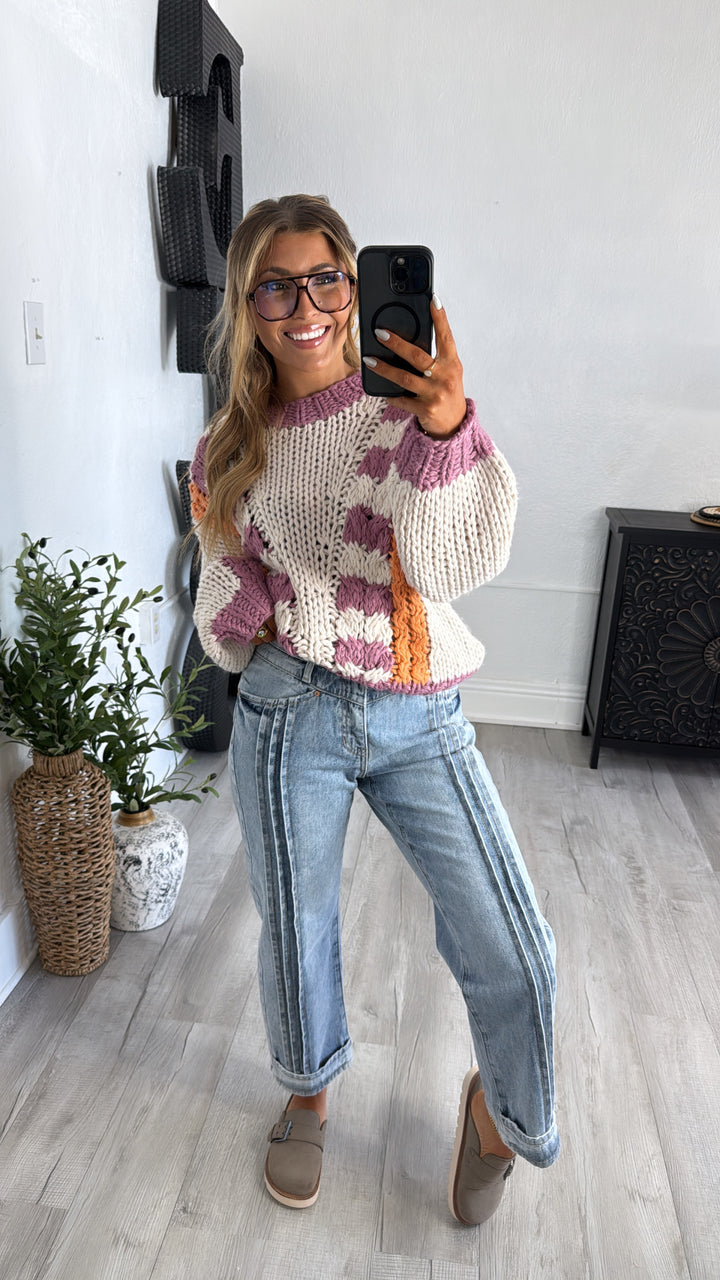 Winnie Knit Sweater, Lavender/Multi