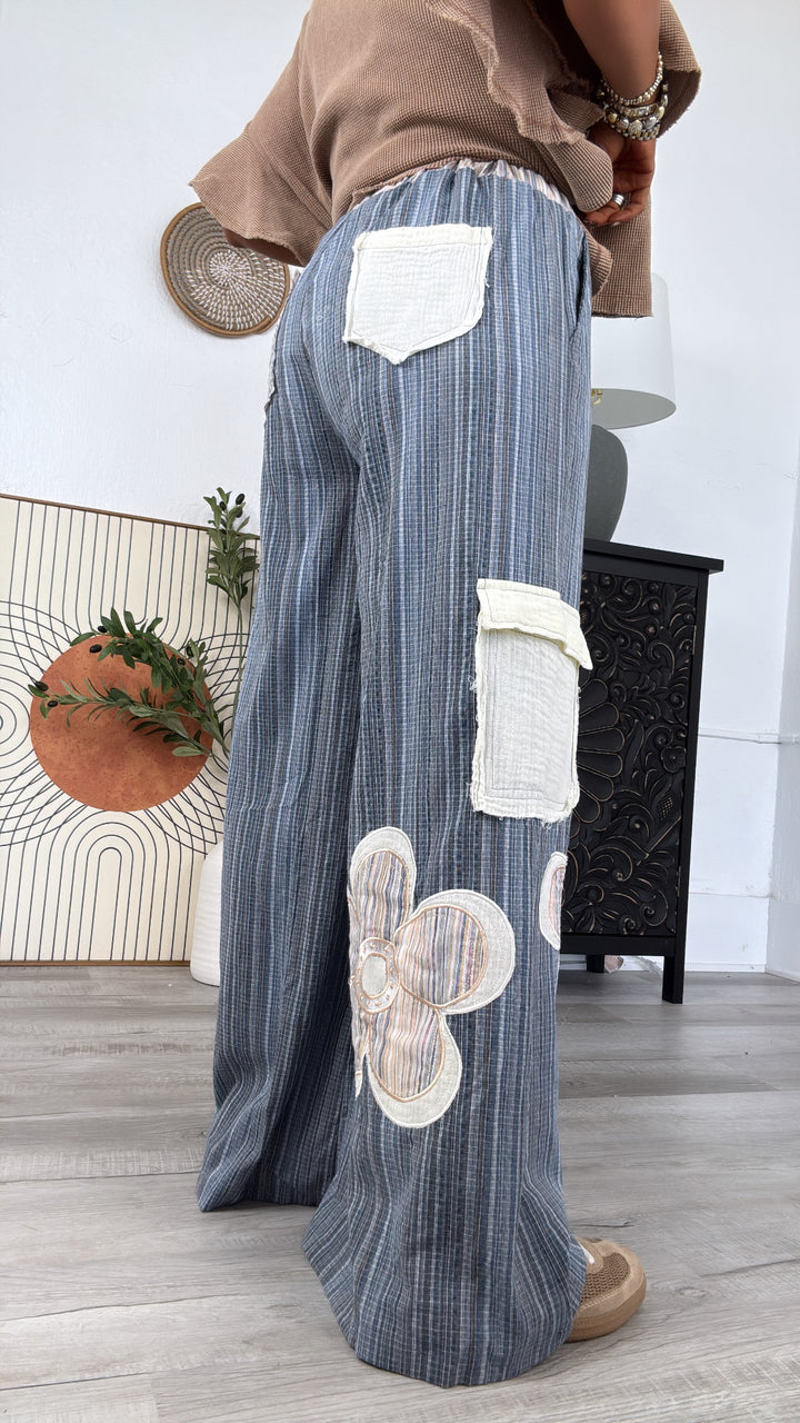 Isla Floral Pant, Navy Multi