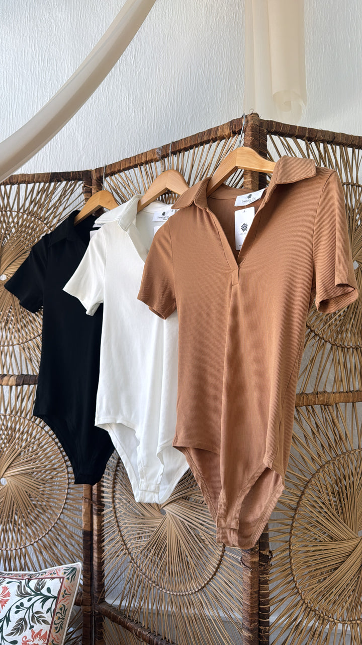 Up Late Ribbed Bodysuit, White