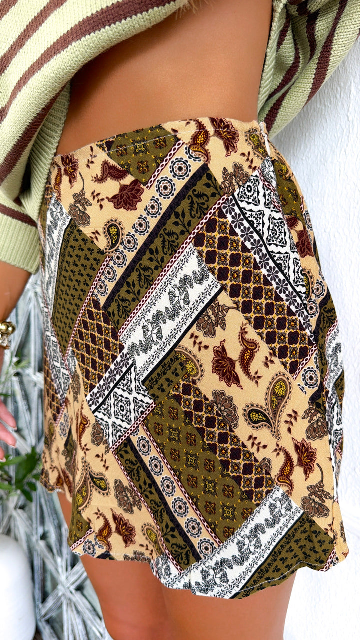Deeply Rooted Patterned Skirt, Taupe