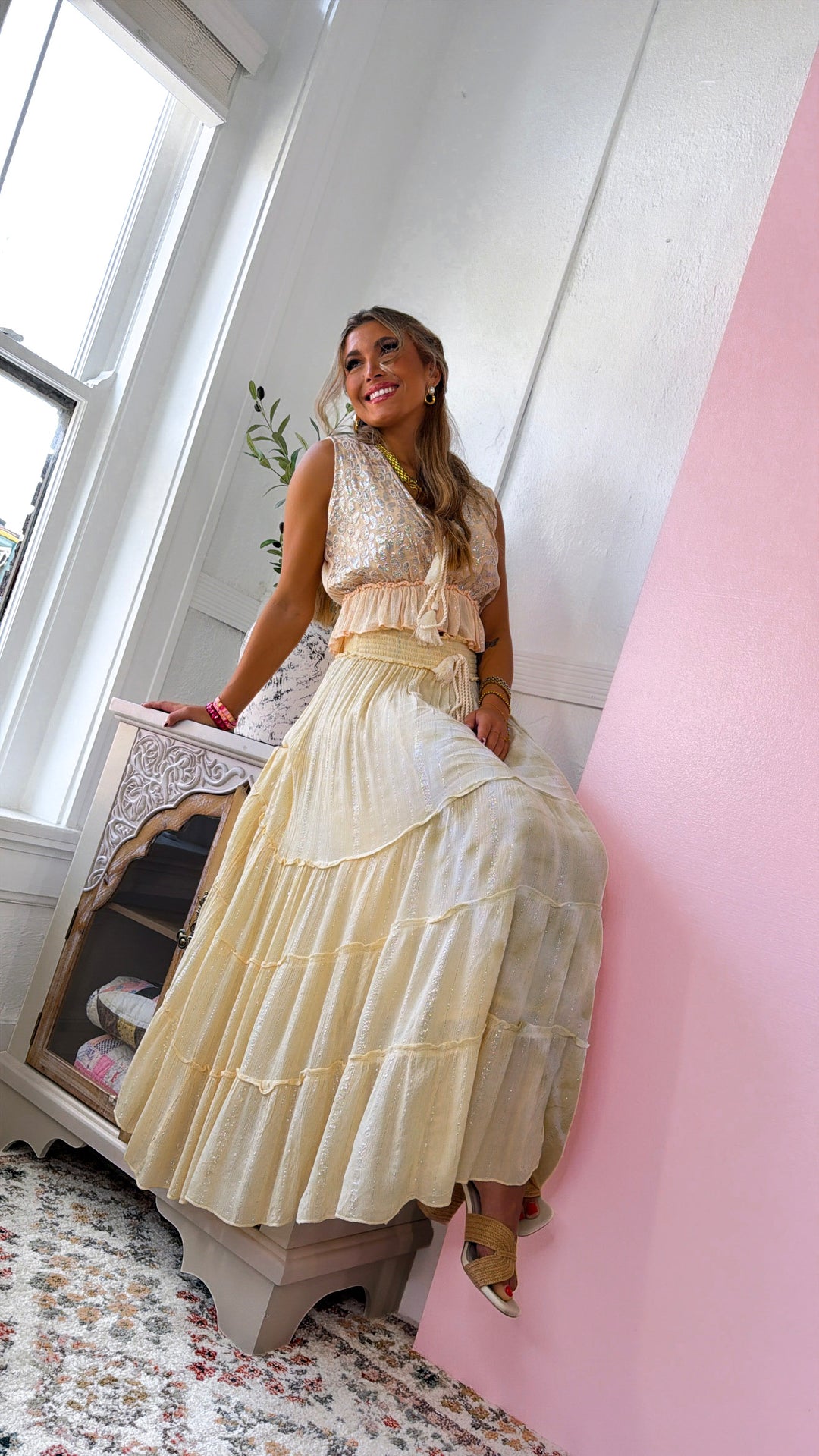 Sunny Harvest Hue Skirt, Coral Haze Multi