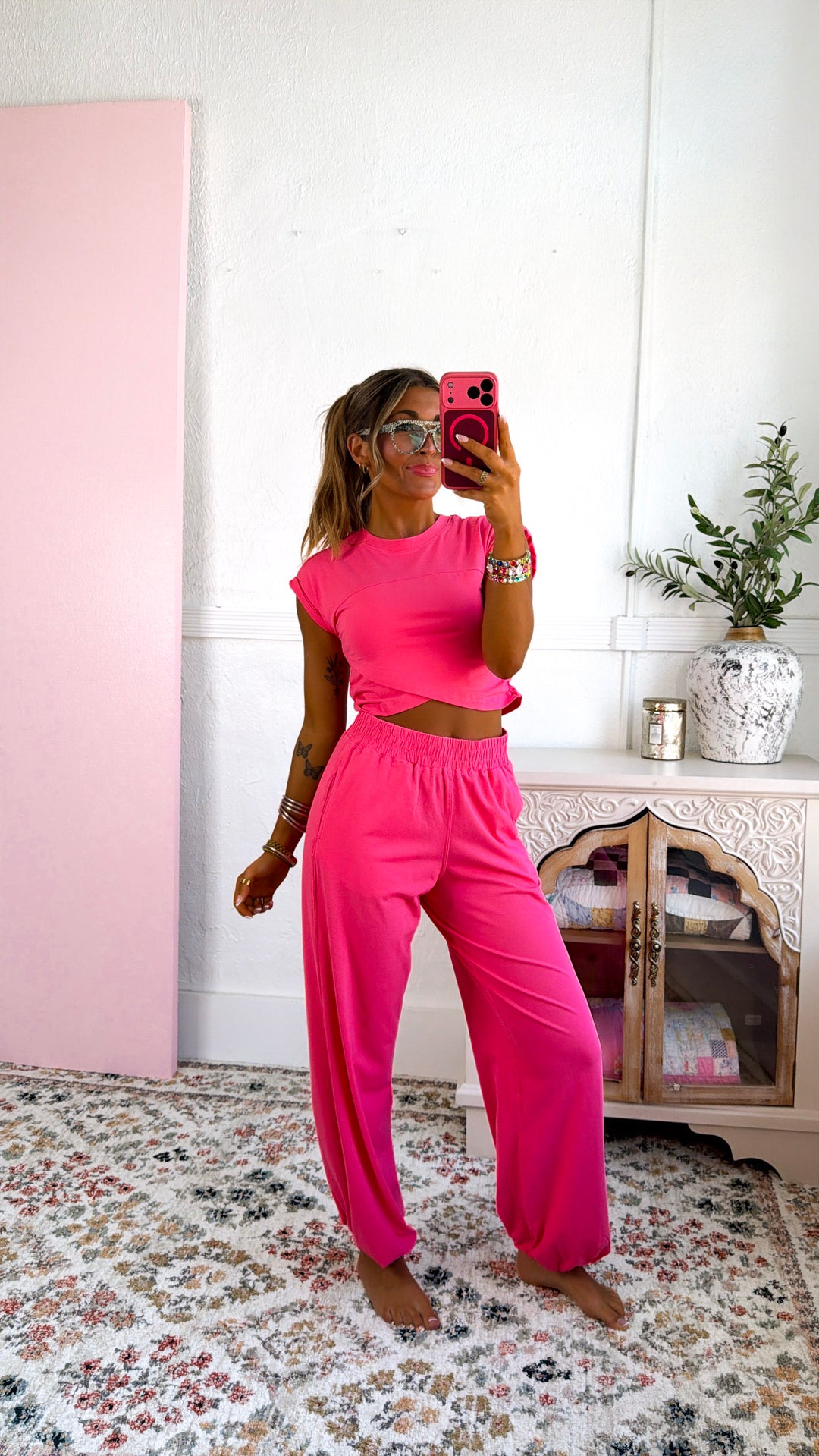 Angel Energy Two Piece Set, Flamingo Pink