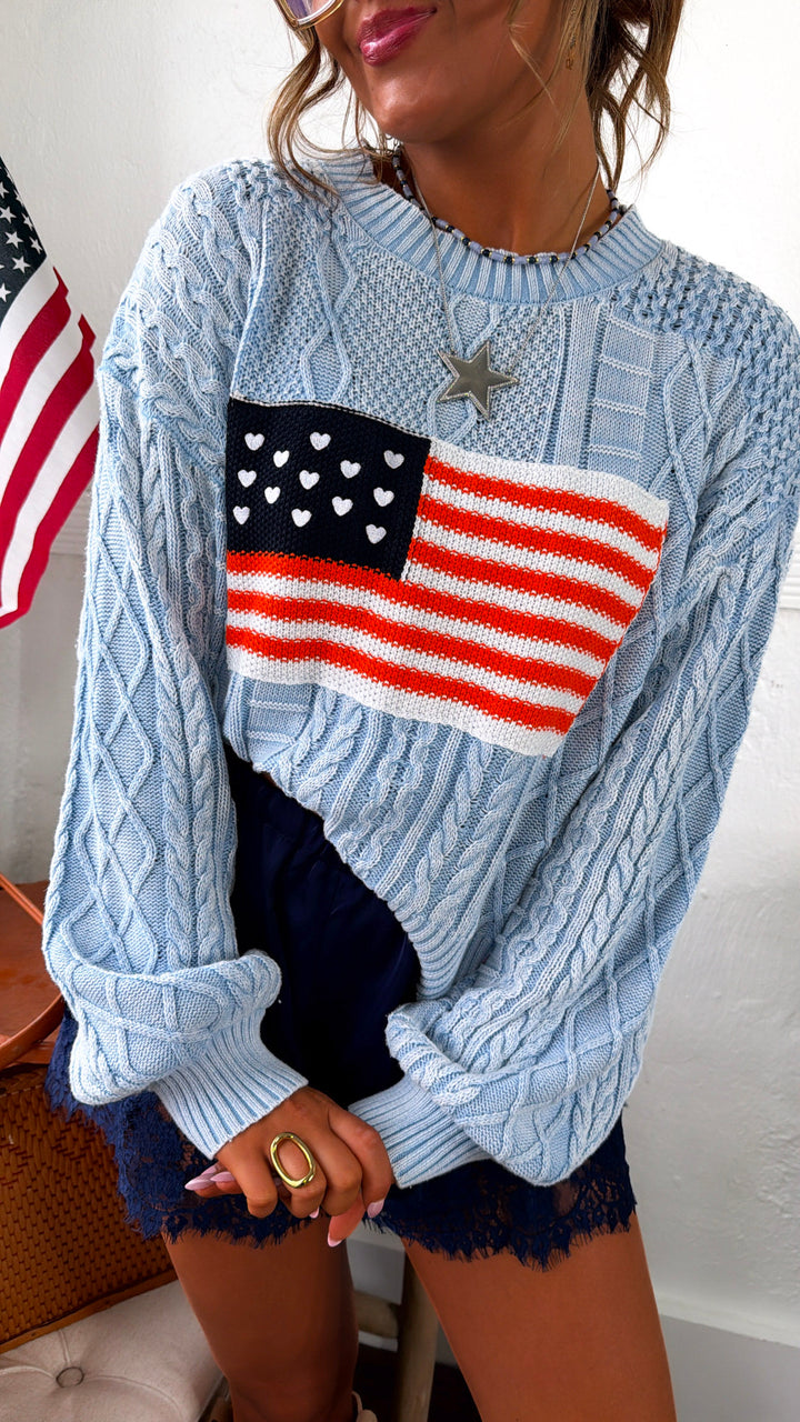 American Dreams Knit Sweater, Powder Blue