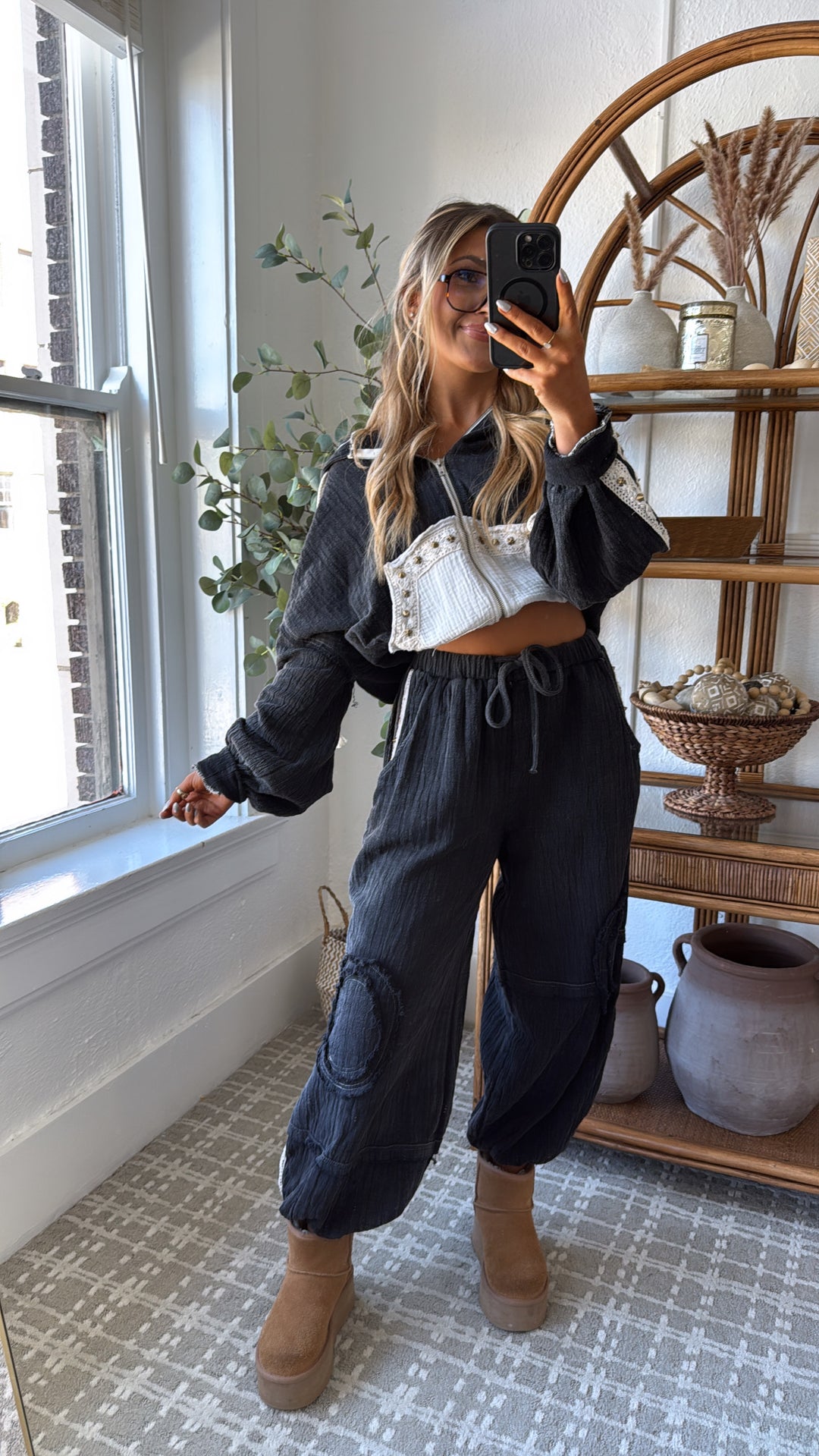 Studded Jogger, Black