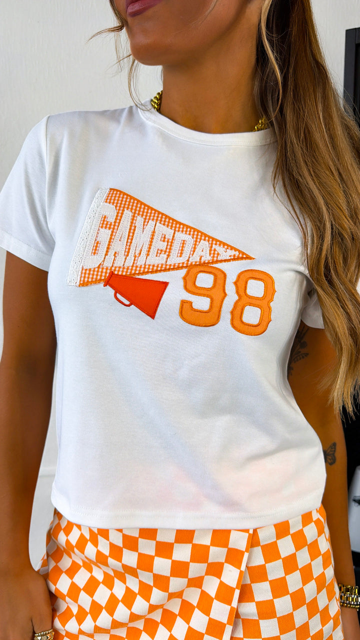 Tennessee Orange Game Day Baby Tee, White