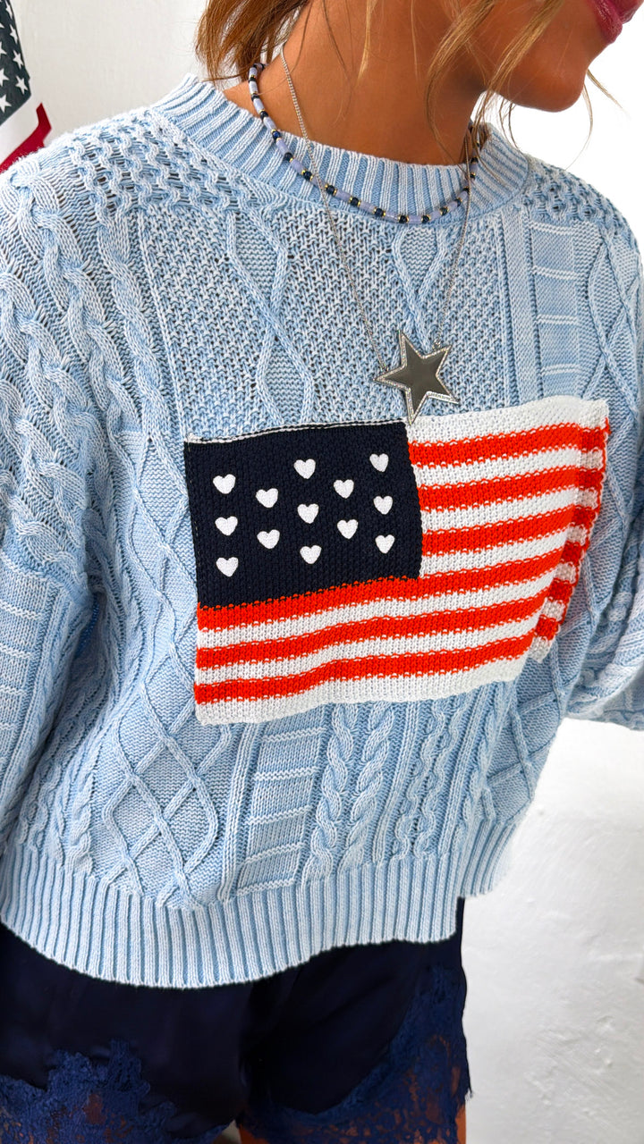 American Dreams Knit Sweater, Powder Blue