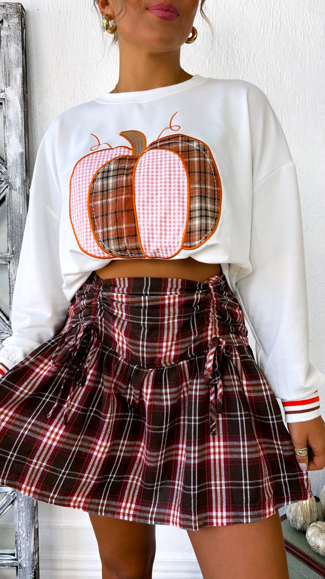 Plaid Flannel Skort, Brown