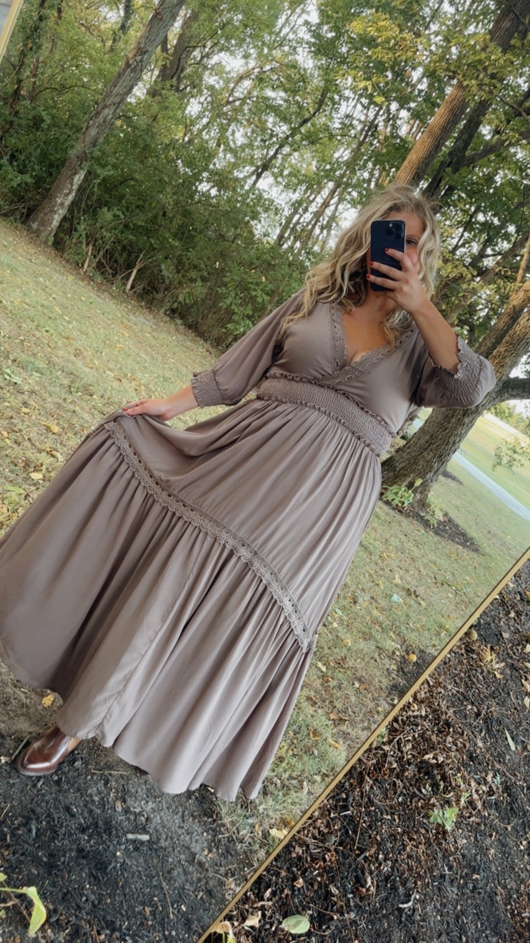 brown taupe dress Brown Taupe Lavender Charleigh Maxi Dress