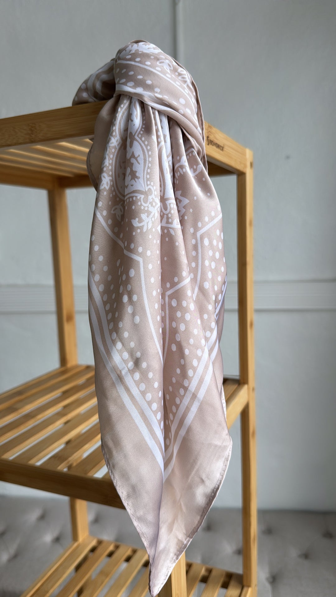 Silky Paisley Twilly Scarf, Sand