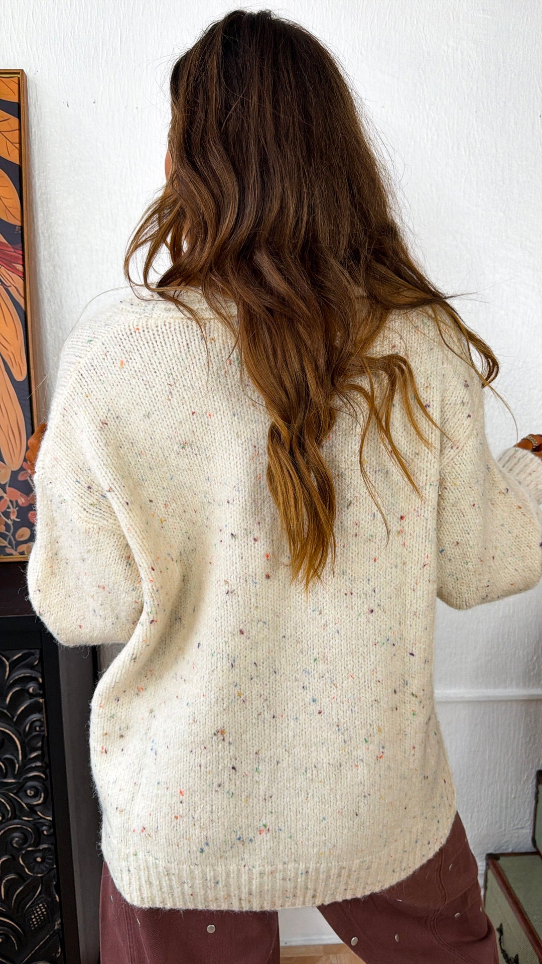 Sprinkle Of Light Knit Cardigan, Oatmeal Confetti