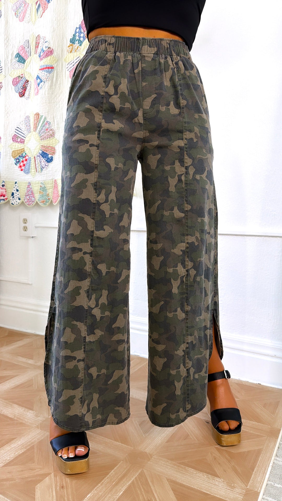 Bronco Lane Wide Leg Pants, Camo