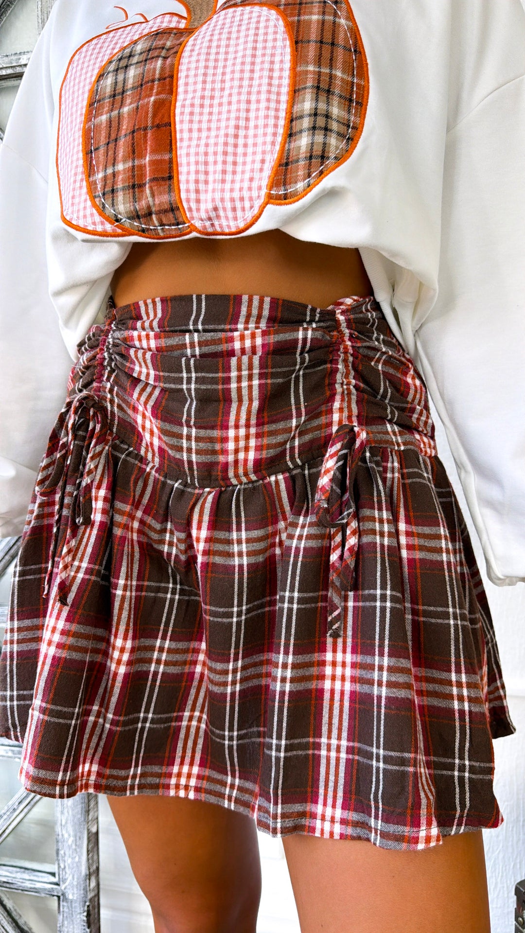 Plaid Flannel Skort, Brown