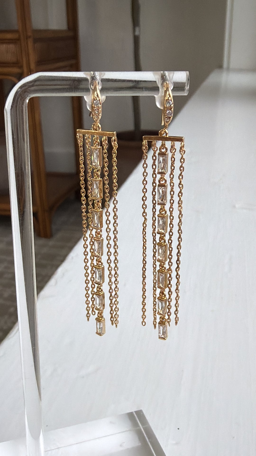 Fringy Baguette Earring, Gold