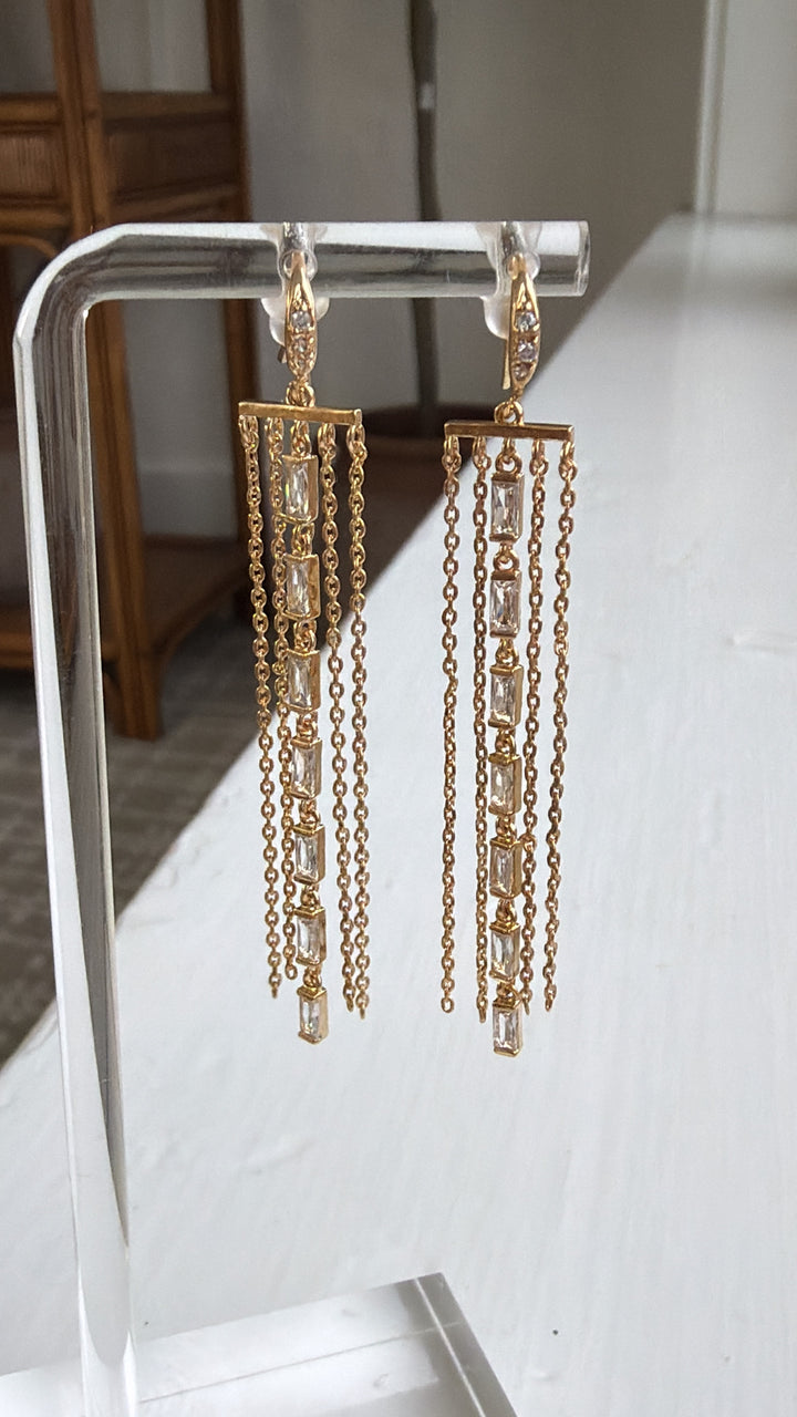 Fringy Baguette Earring, Gold
