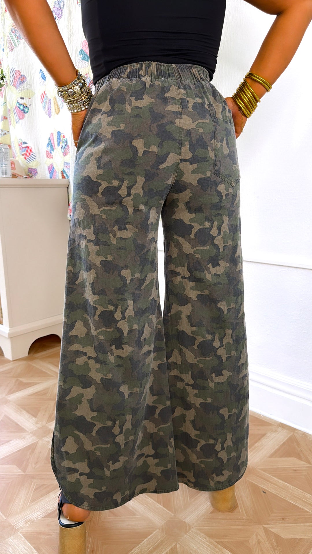 Bronco Lane Wide Leg Pants, Camo