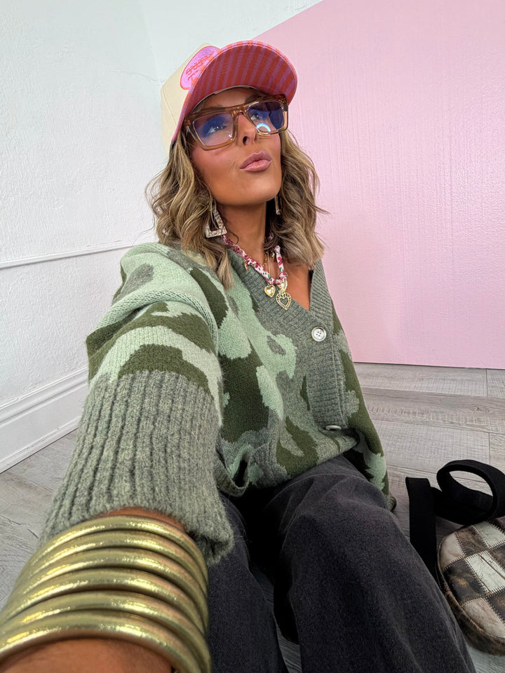 Camo Chill Cardigan, Olive