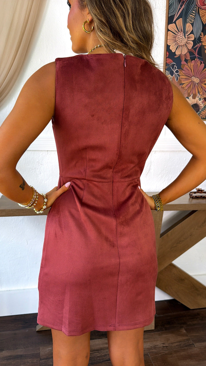 Belmont Suede Mini Dress, Bugundy