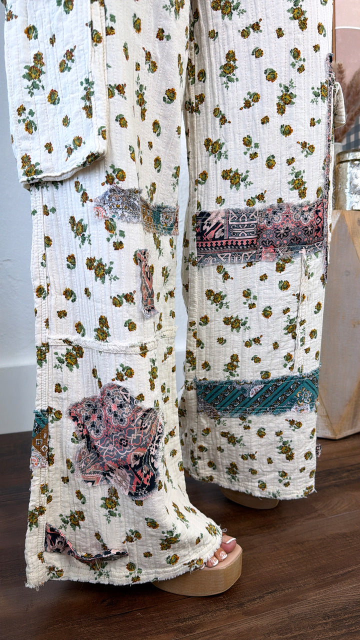 Painted Path Floral Pant, Natural Multi