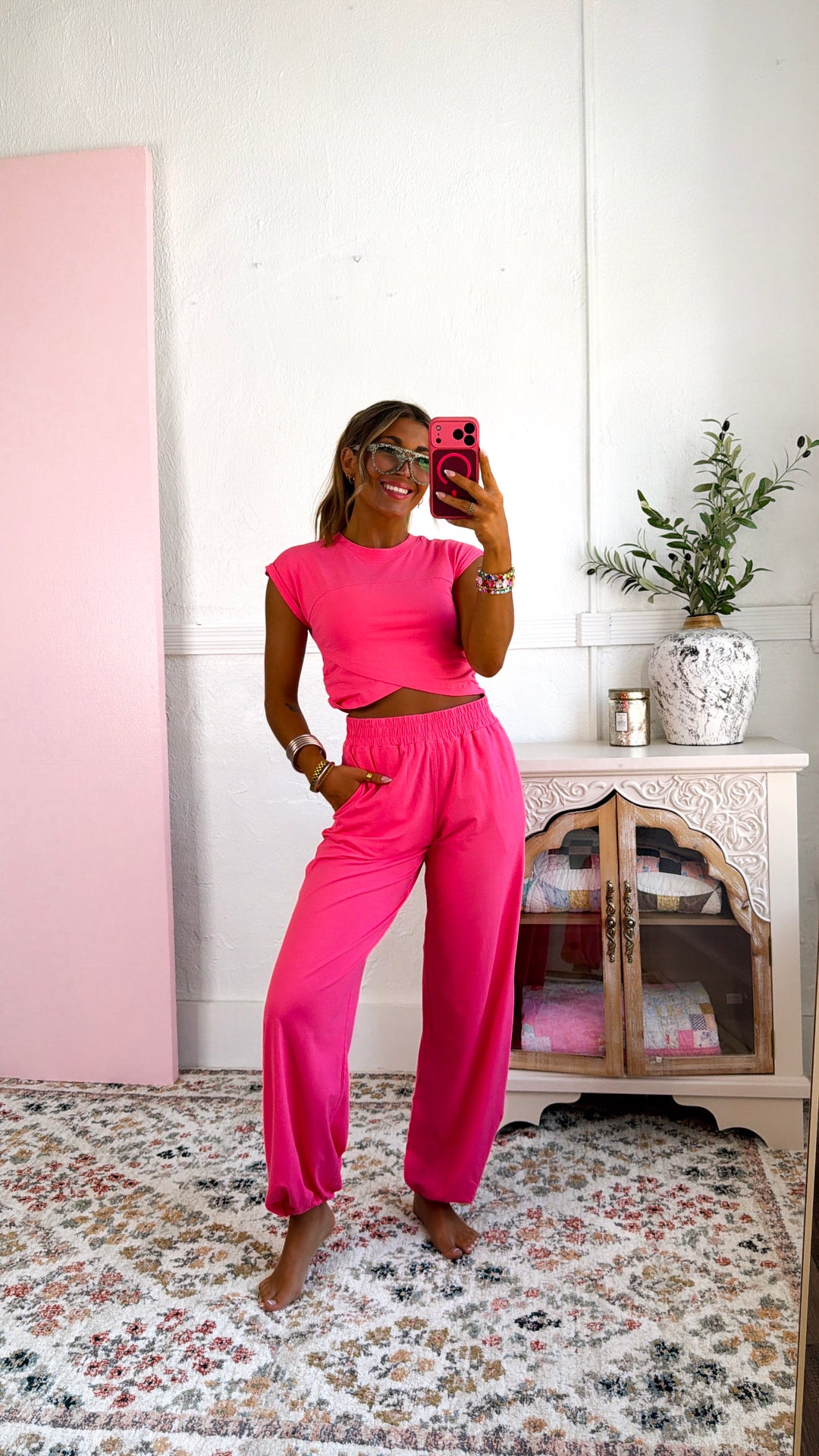 Angel Energy Two Piece Set, Flamingo Pink