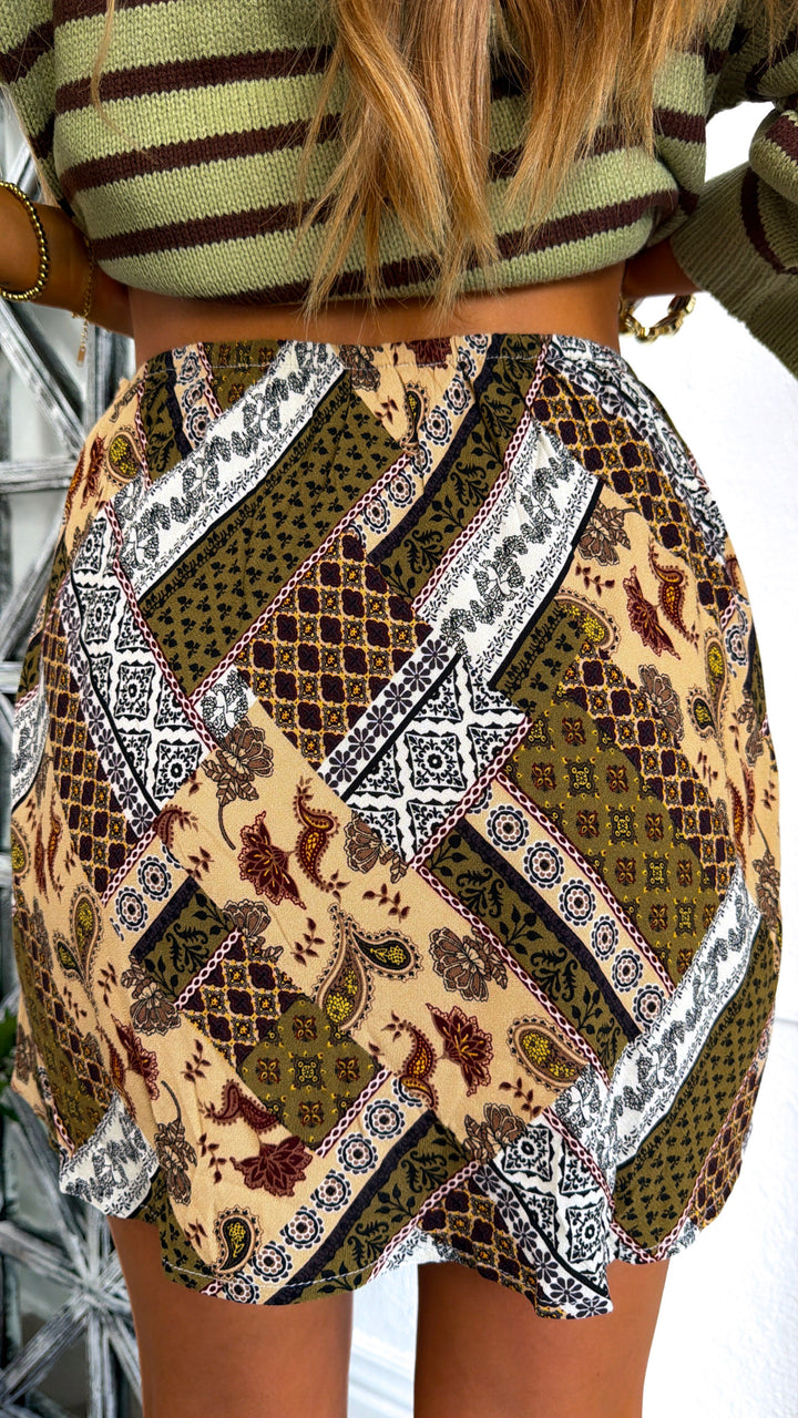 Deeply Rooted Patterned Skirt, Taupe
