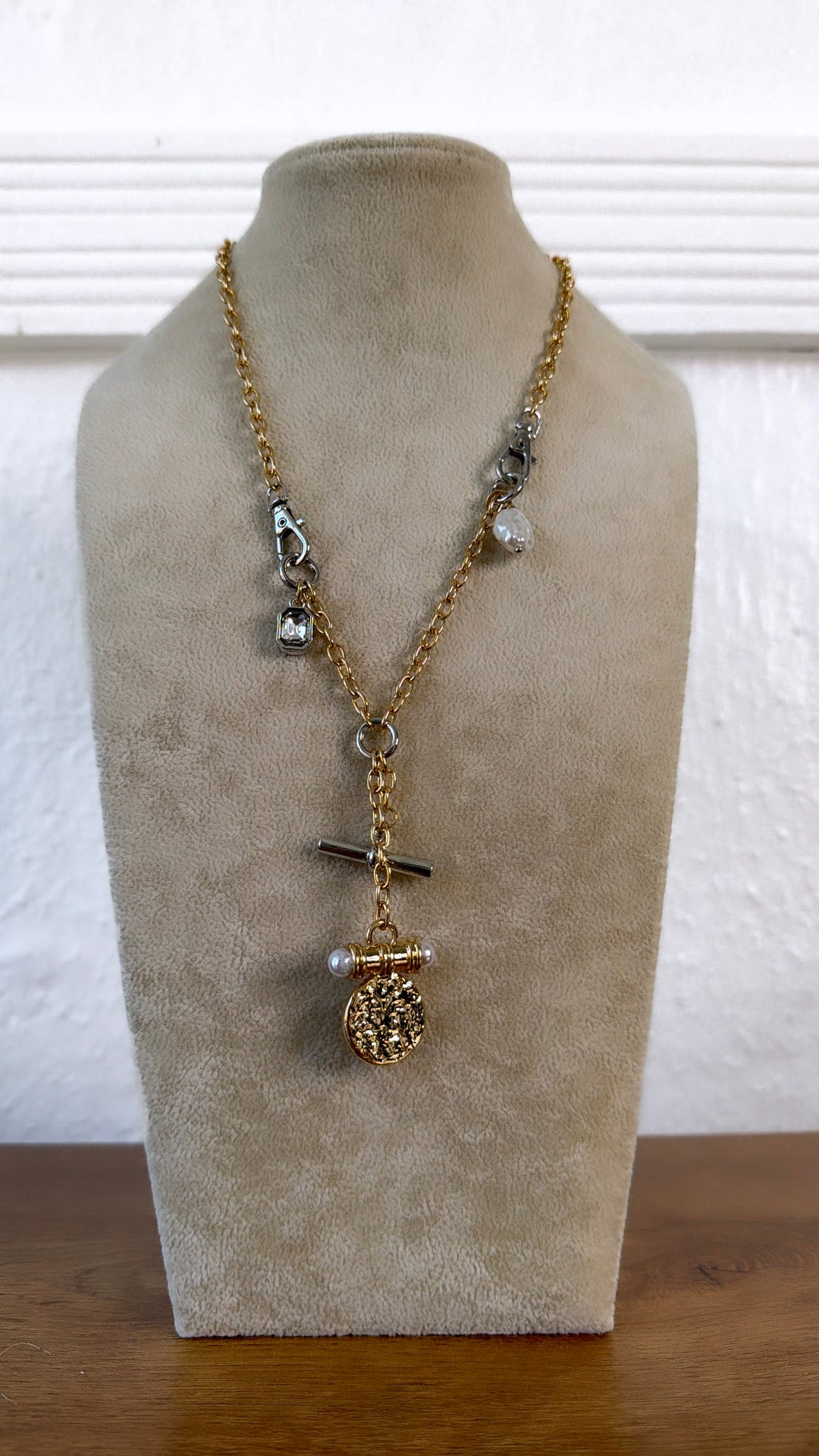 Vintage Coin Pendant Toggle Necklace