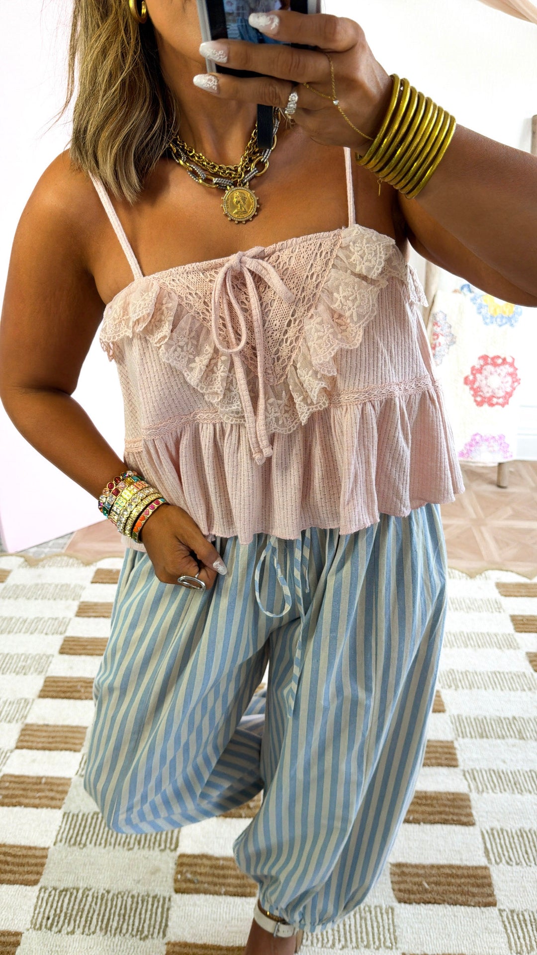 Remi Tie Tank Top, Blush