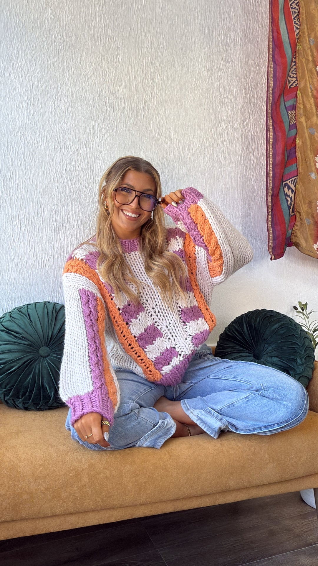 Winnie Knit Sweater, Lavender/Multi