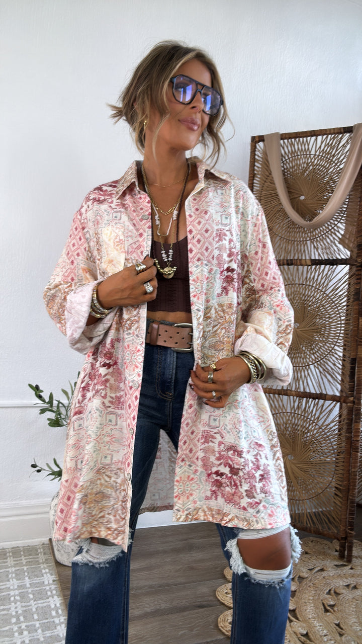 Meadow Sway Button Down, Ivory Multi