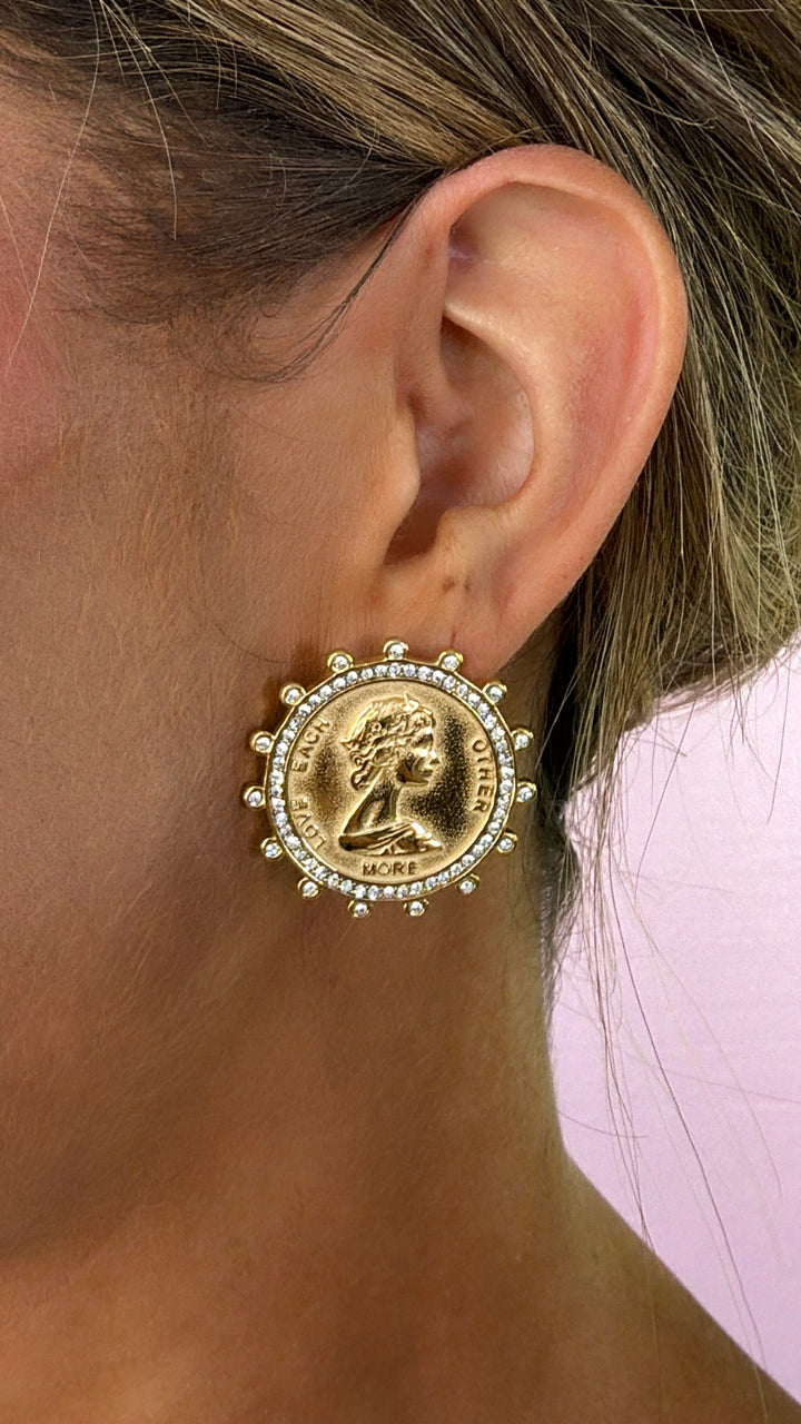 Love Each Other More Coin Earring