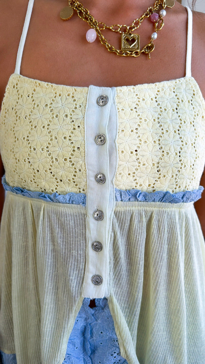 Cielo Babydoll Tank, Lemon