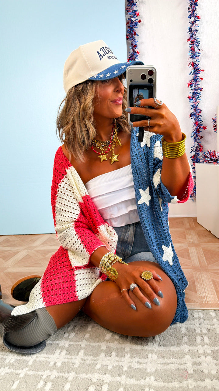 Shooting Stars Knit Cardigan, American Flag