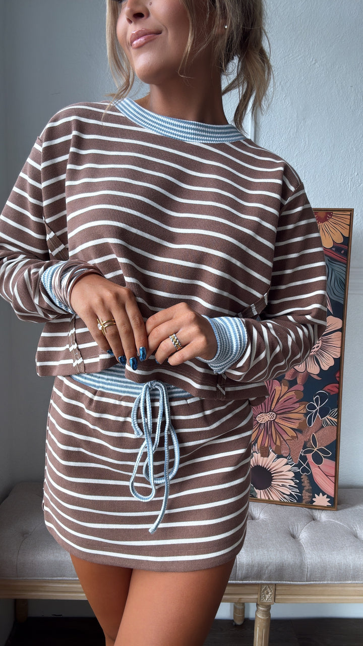 The Stripe Edit Two Piece Set, Mocha