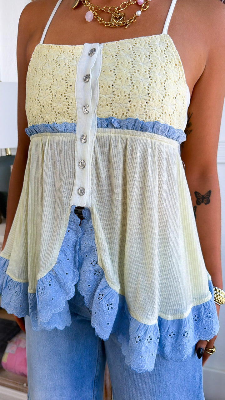 Cielo Babydoll Tank, Lemon
