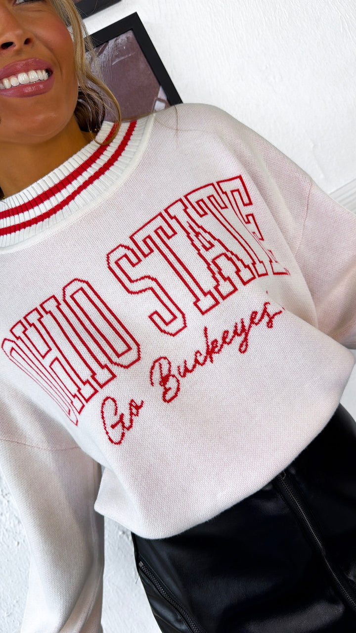 OH Queen Sweater, Red/Ivory